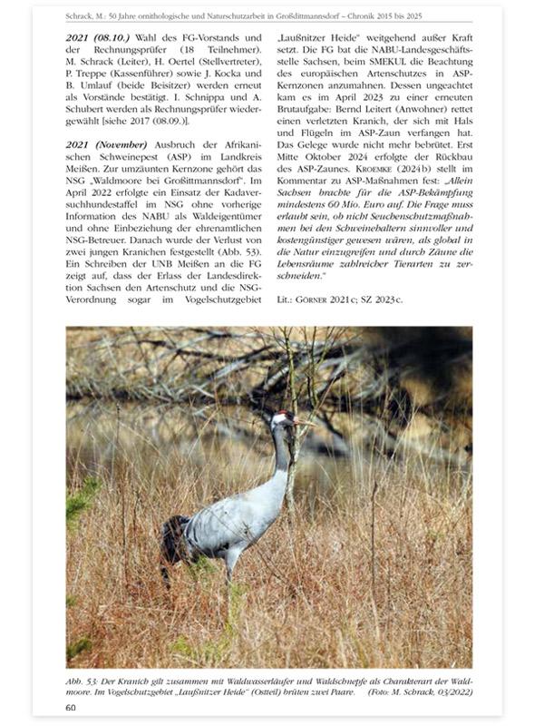 Chronik 50 Jahre Seite 60 Schweinepest Kraniche Laußnitzer Heide